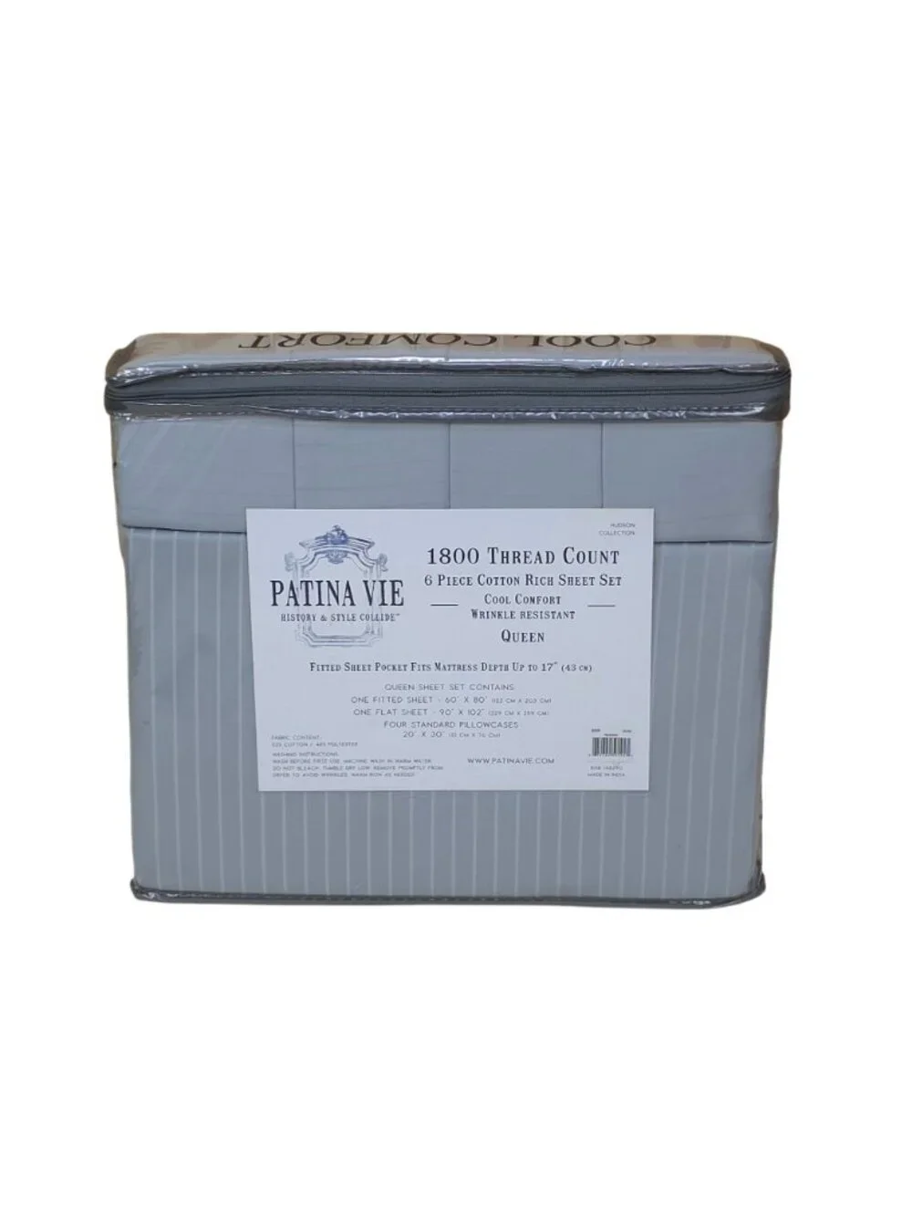 Patina Vie 1800 Thread Count 6-Piece Queen Sheet Set Cool Comfort Cotton Blend